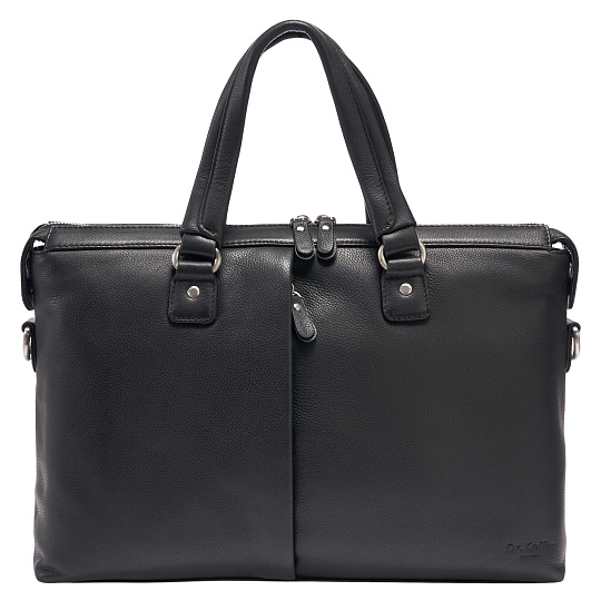 Деловая сумка Dr.Koffer из натуральной кожи черная