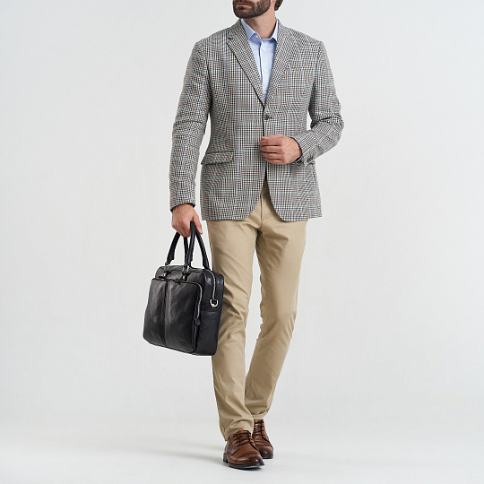 Деловая сумка Dr.Koffer из натуральной кожи черная