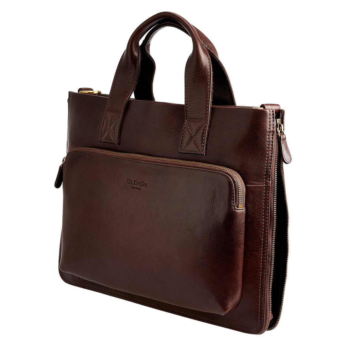 Деловая сумка Dr.Koffer из натуральной кожи темно-коричневая
