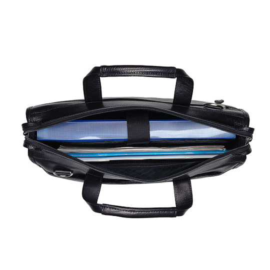 Прямоугольная черного цвета кожаная сумка для документов Dr.Koffer B408430-02-04