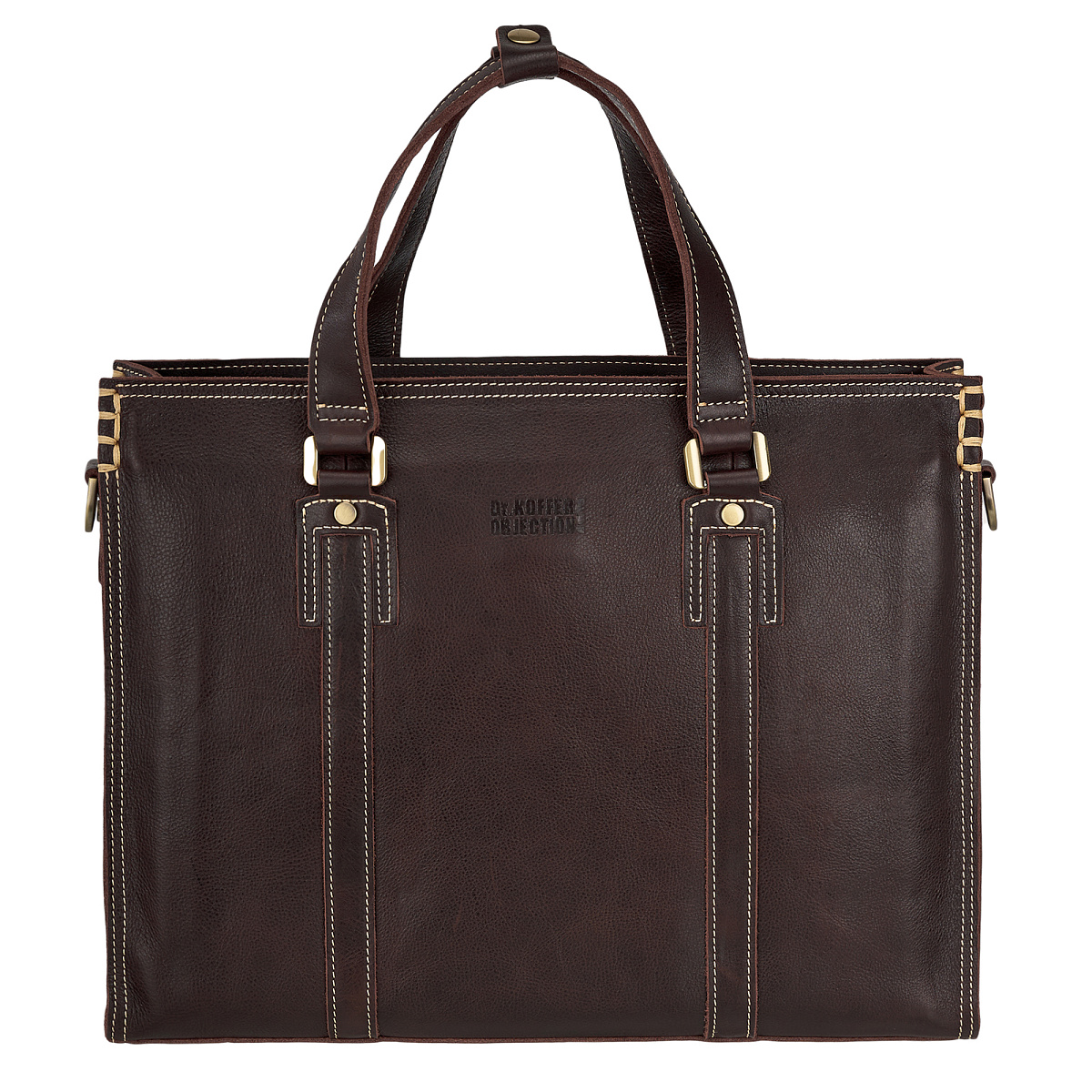 Деловая сумка Dr.Koffer из натуральной кожи темно-коричневая