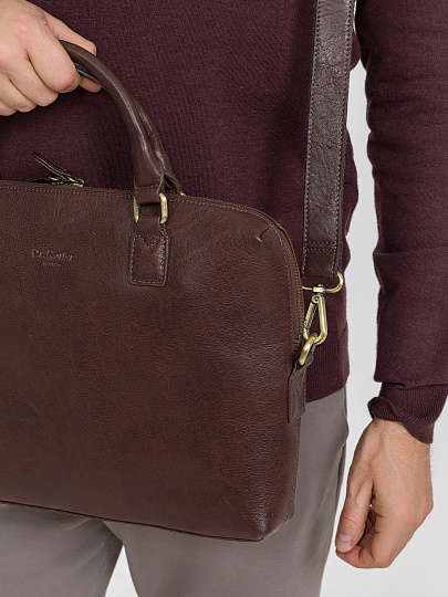 Деловая сумка Dr.Koffer из натуральной кожи темно-коричневая