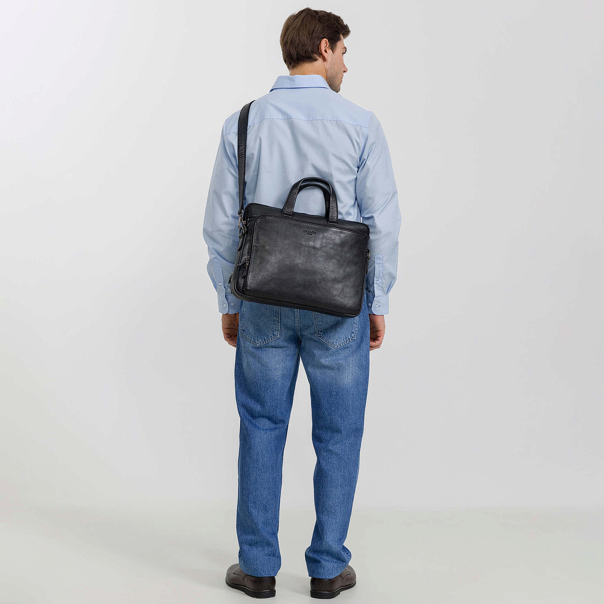 Деловая сумка Dr.Koffer из натуральной кожи черная