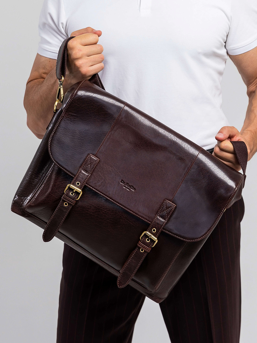 Портфель Dr.Koffer из натуральной кожи темно-коричневый