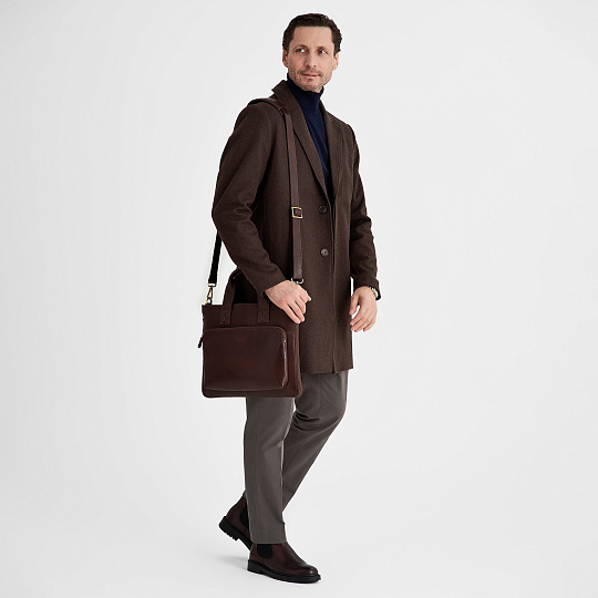 Деловая сумка Dr.Koffer из натуральной кожи темно-коричневая