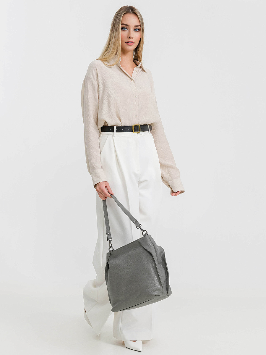 Женская сумка Dr.Koffer из натуральной кожи серая