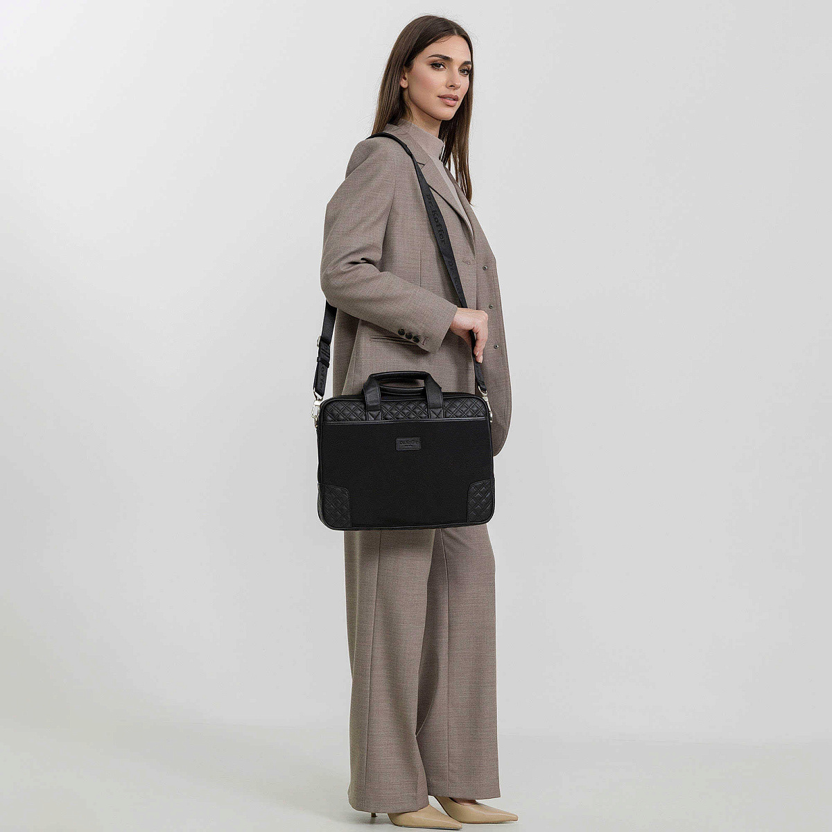 Деловая сумка Dr.Koffer из нейлона и натуральной кожи