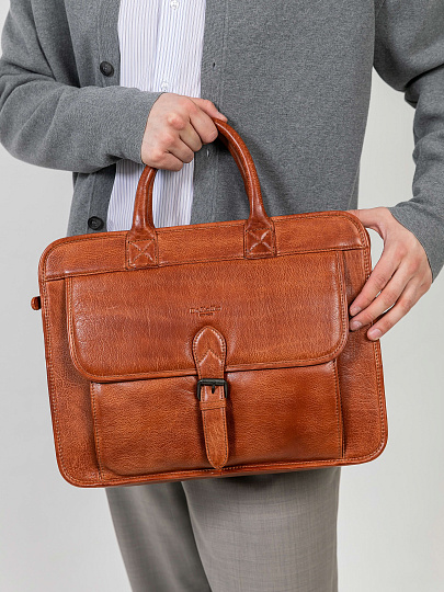 Деловая сумка Dr.Koffer из натуральной кожи коричневая
