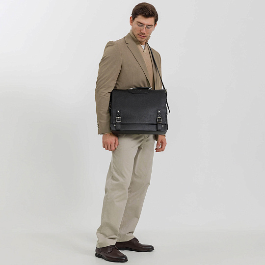 Портфель Dr.Koffer из натуральной кожи черный