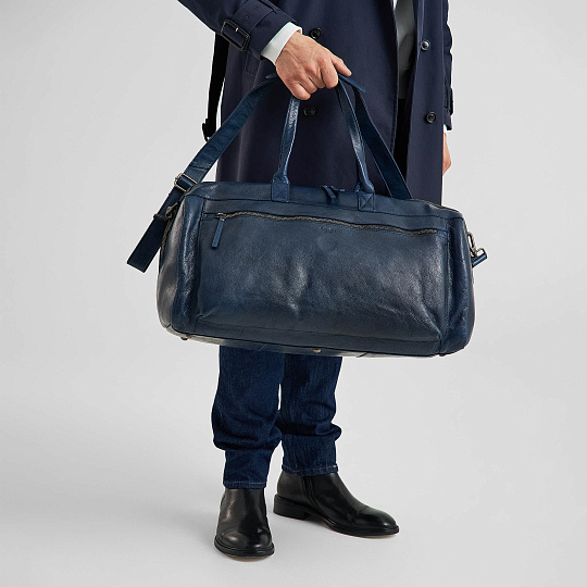 Сумка дорожная Dr.Koffer из натуральной кожи синяя