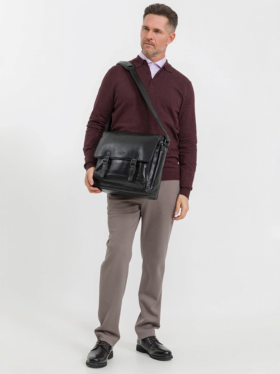 Деловая сумка Dr.Koffer из натуральной кожи черная