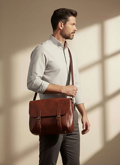 Портфель Dr.Koffer из натуральной кожи светло-коричневый