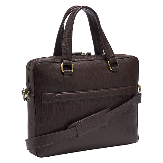 Деловая сумка Dr.Koffer из натуральной кожи темно-коричневая
