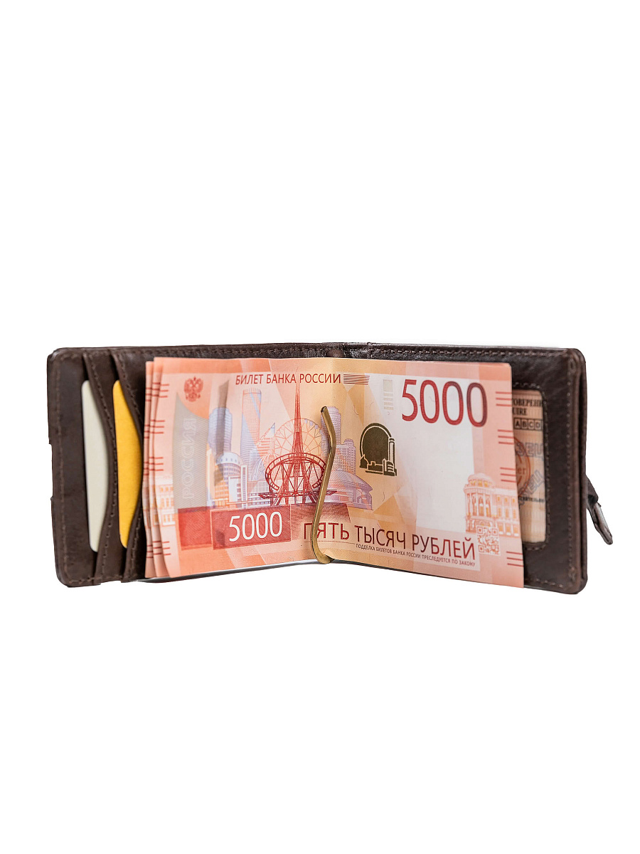 Зажим для денег Dr.Koffer из натуральной кожи коричневый