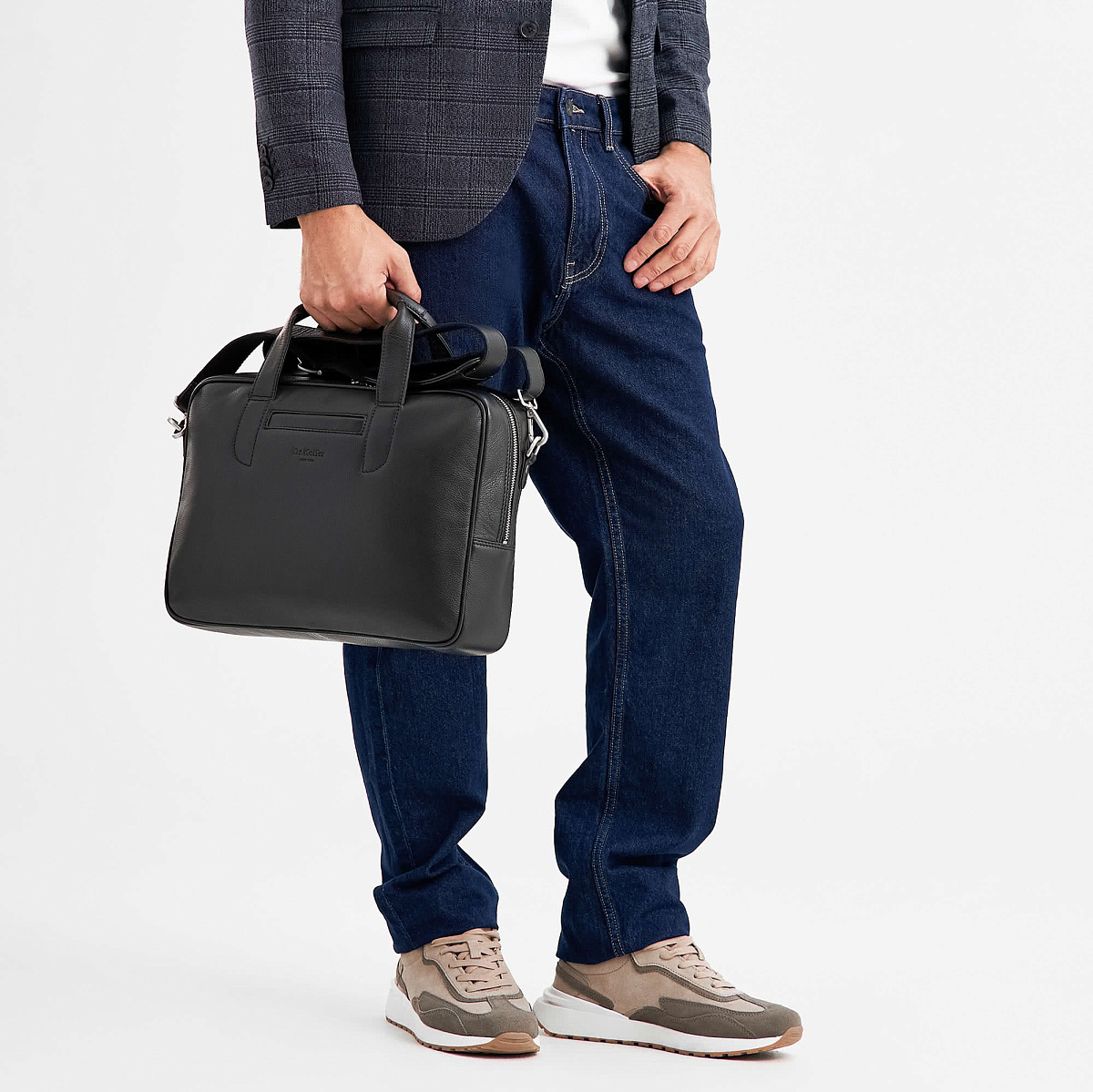 Деловая сумка Dr.Koffer из натуральной кожи черная