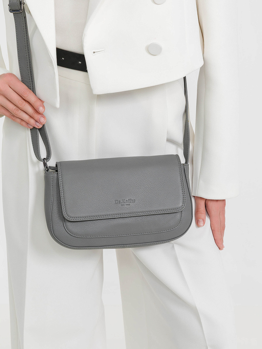 Женская сумка Dr.Koffer из натуральной кожи серая
