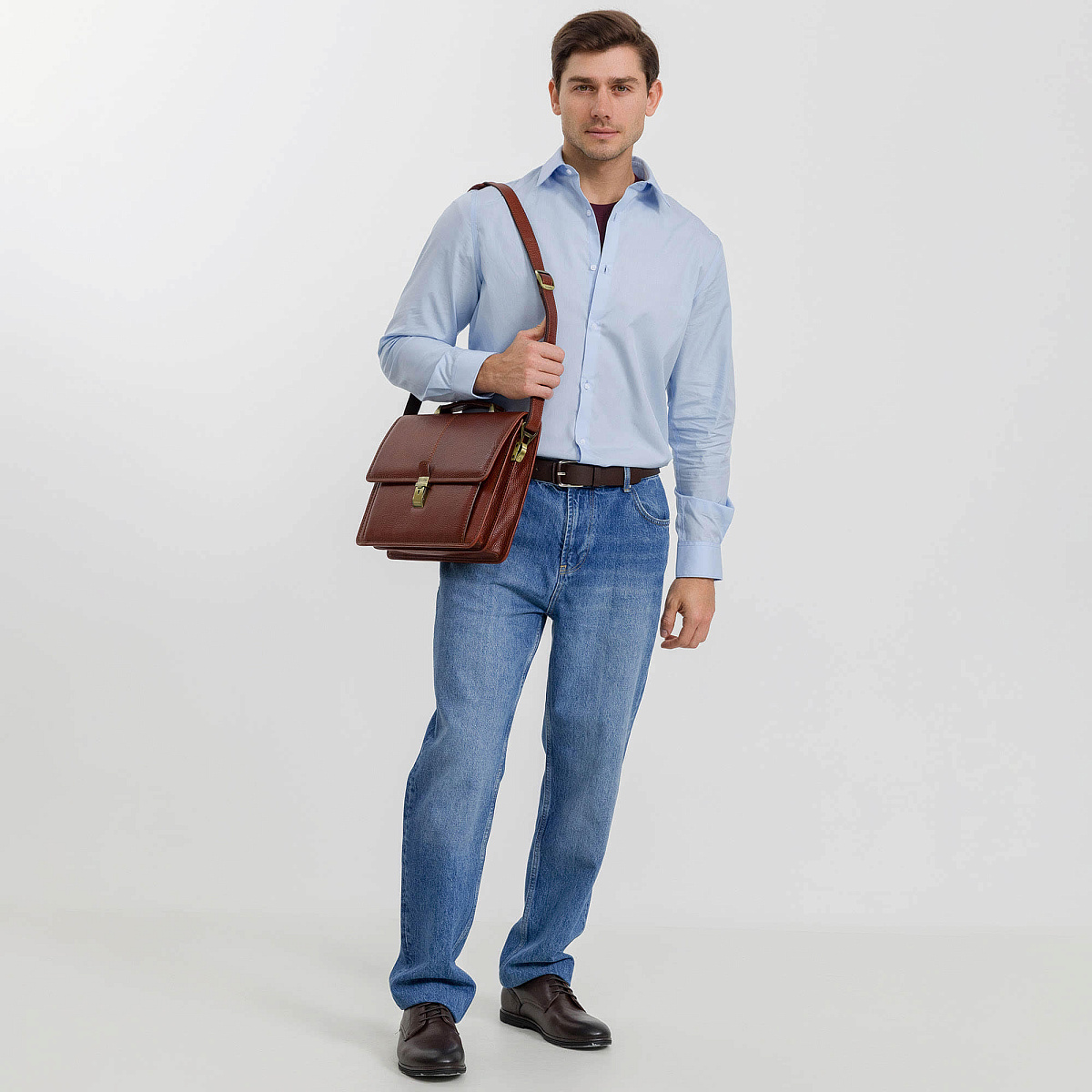 Портфель Dr.Koffer из натуральной кожи светло-коричневый