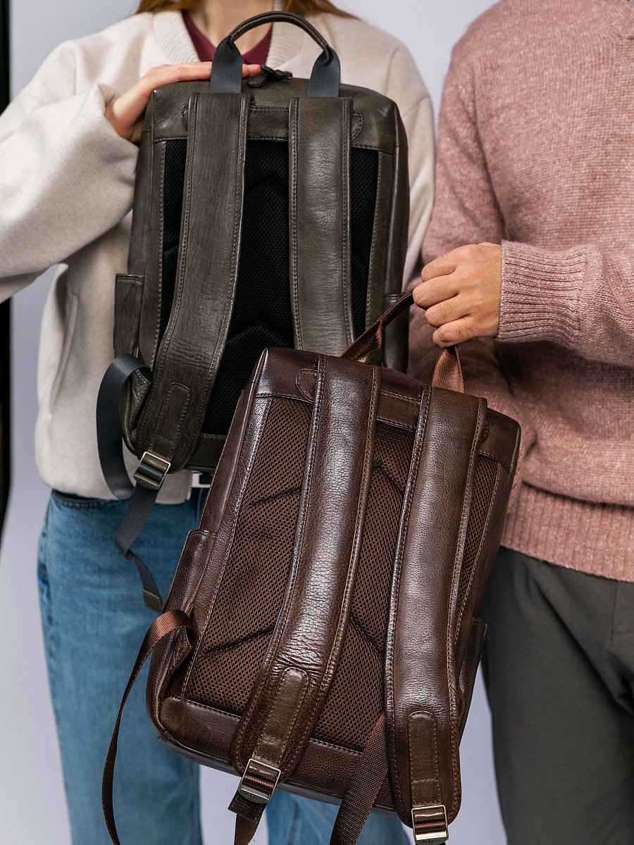 Рюкзак Dr. Koffer из натуральной кожи серый