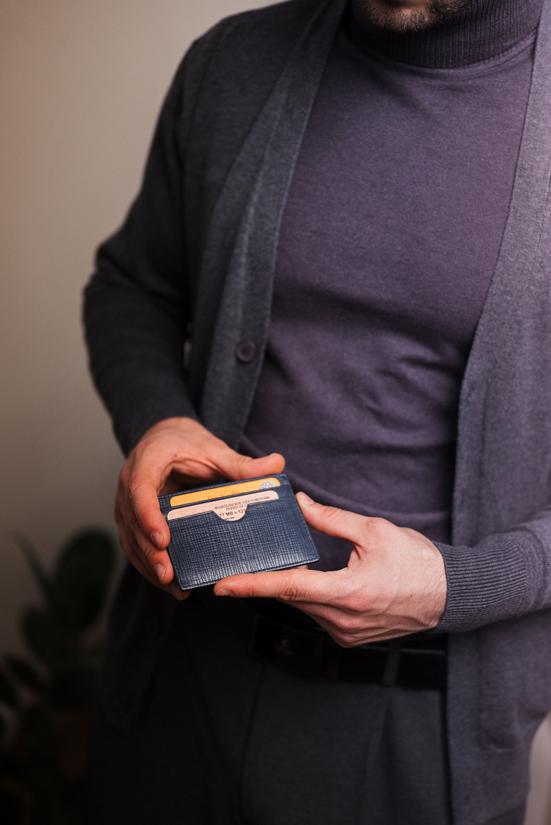 Кредитница Dr.Koffer из натуральной кожи синяя