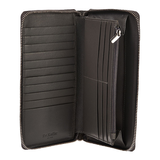 Портмоне Dr.Koffer из натуральной кожи серое