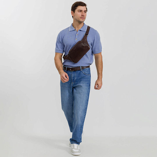 Сумка на пояс Dr. Koffer из натуральной кожи коричневая