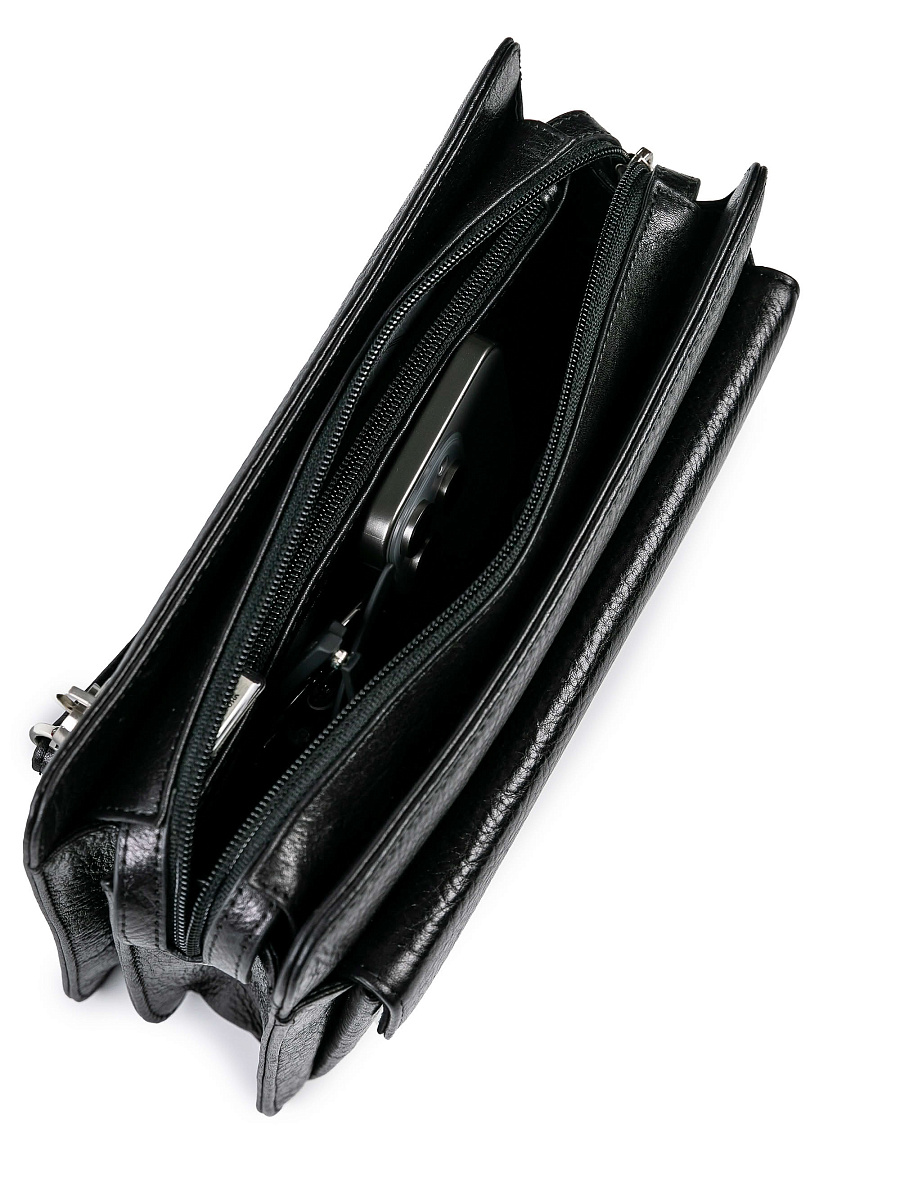 Сумка барсетка из натуральной кожи Dr. Koffer черная