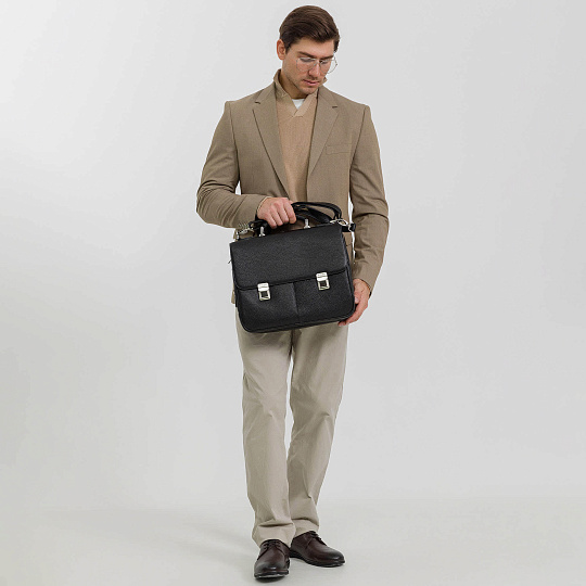 Портфель Dr.Koffer из натуральной кожи черный