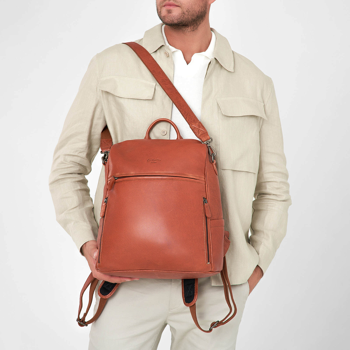 Рюкзак Dr.Koffer из натуральной кожи светло-коричневый