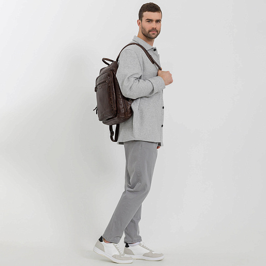 Рюкзак Dr.Koffer из натуральной кожи темно-коричневый