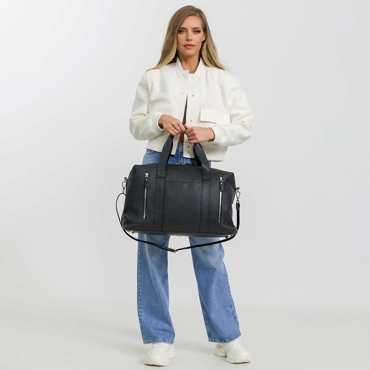 Сумка дорожная Dr.Koffer из натуральной кожи черная