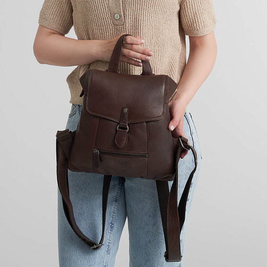 Рюкзак Dr.Koffer из натуральной кожи темно-коричневый