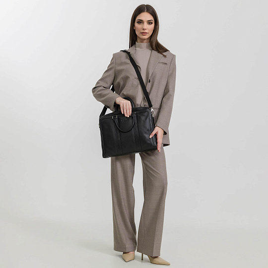 Деловая сумка Dr.Koffer из натуральной кожи черная