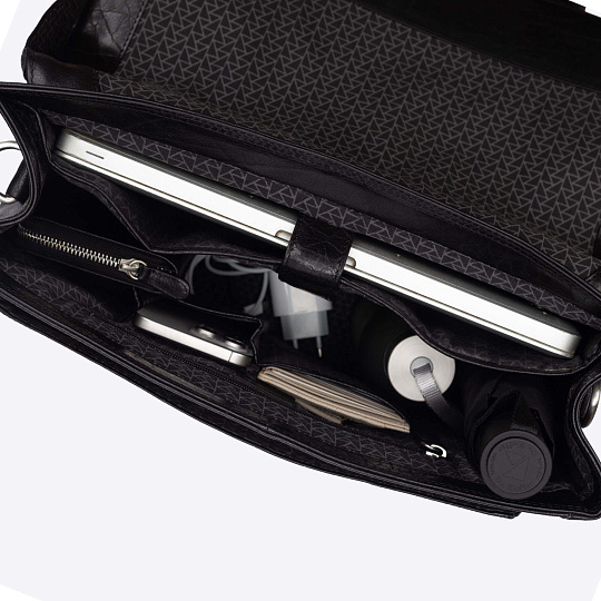 Портфель Dr.Koffer из натуральной кожи черный