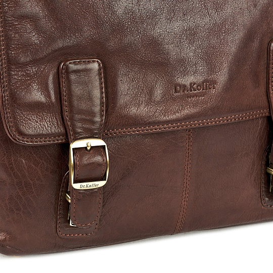 Портфель Dr.Koffer из натуральной кожи темно-коричневый