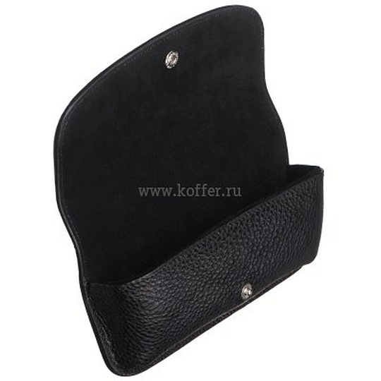 Очечник из черной зернистой кожи на кнопке Dr.Koffer X510373-02-04