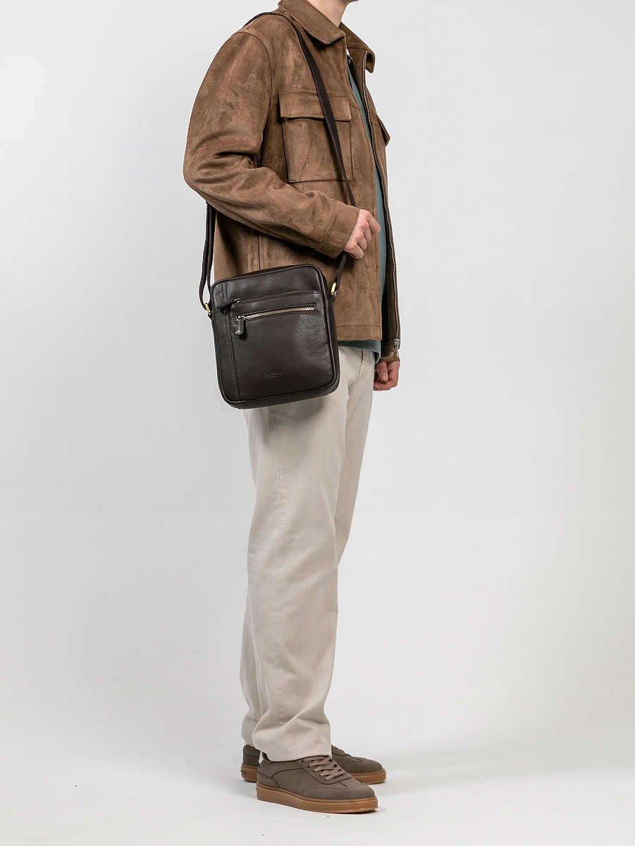 Сумка через плечо Dr.Koffer из натуральной кожи коричневая