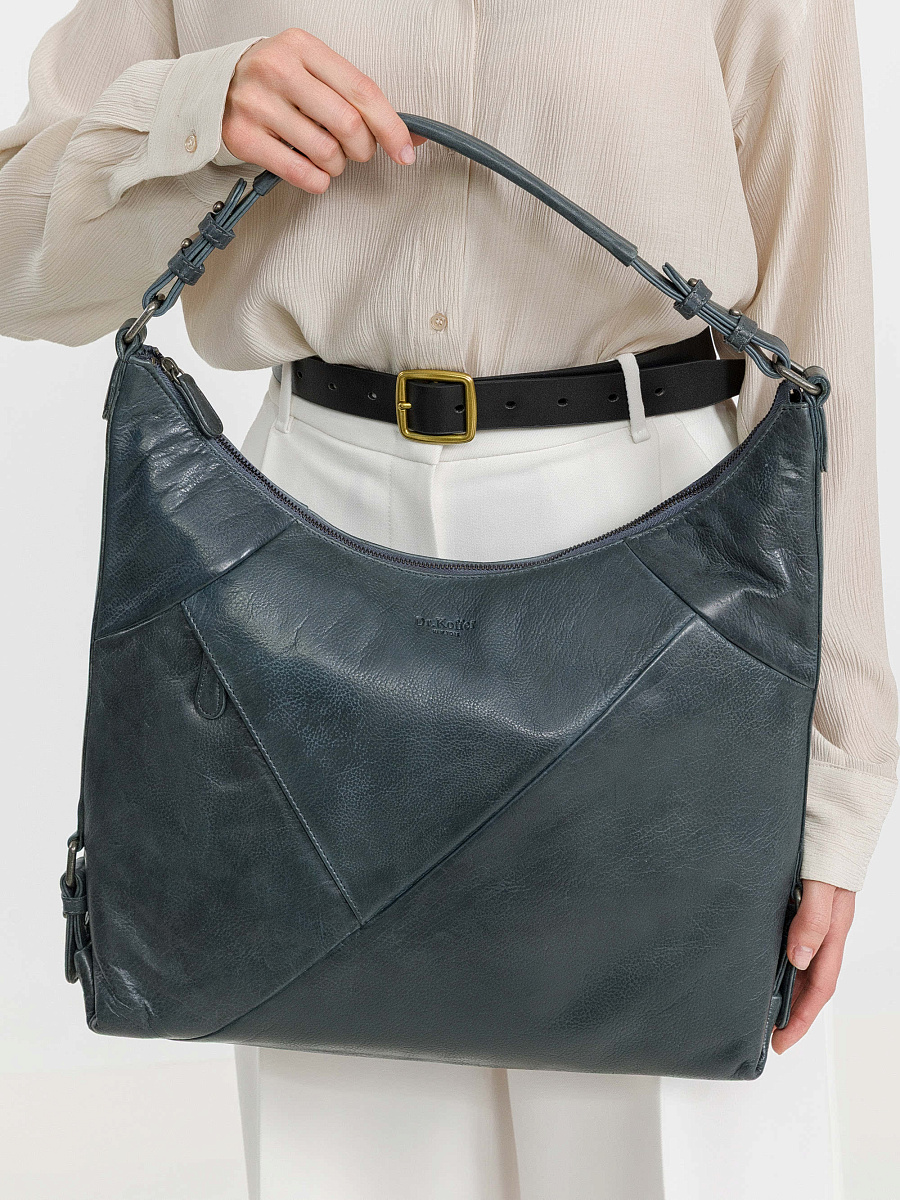 Женская сумка Dr.Koffer из натуральной кожи голубая