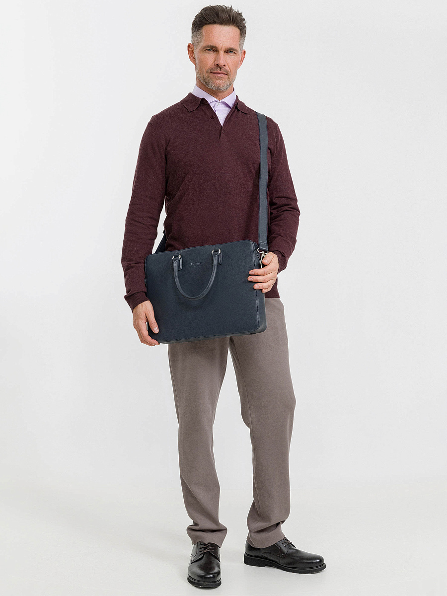 Деловая сумка Dr.Koffer из натуральной кожи синяя