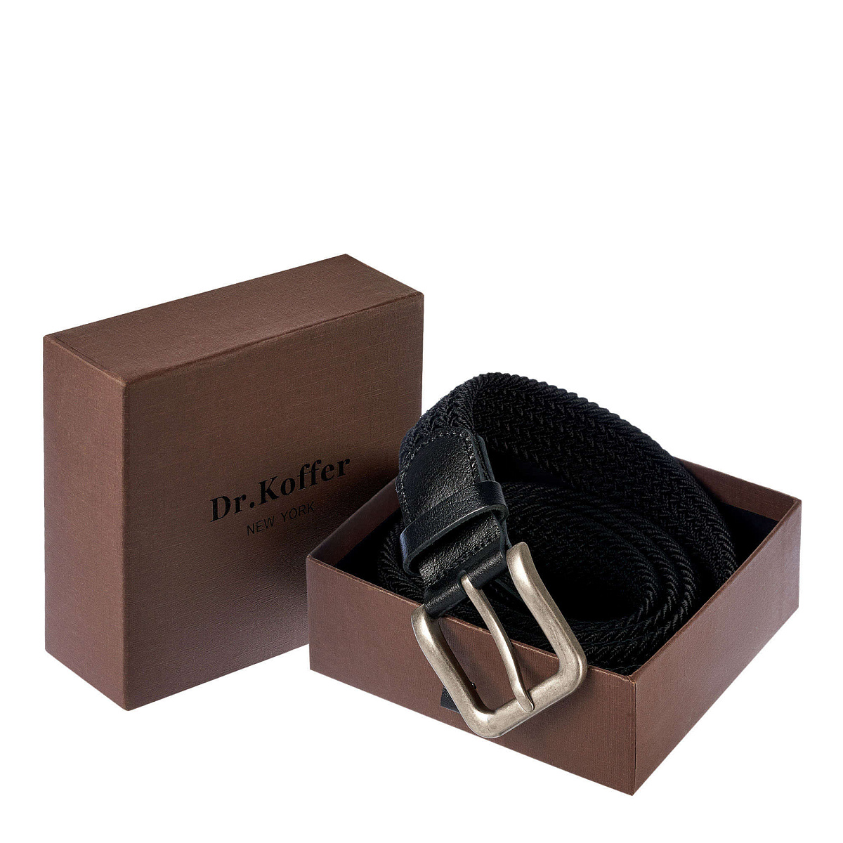 Ремень Dr.Koffer из натуральной кожи и текстиля черный