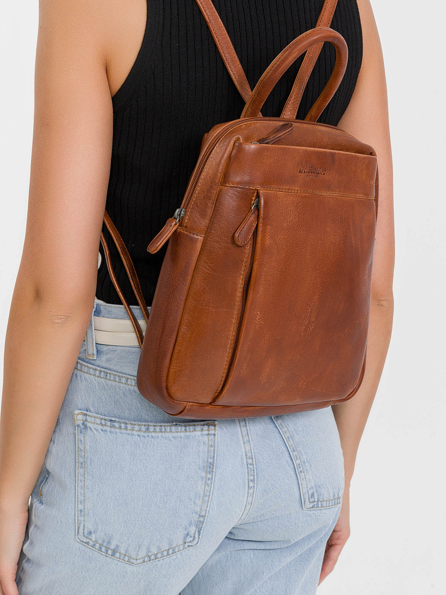 Рюкзак Dr.Koffer из натуральной кожи светло-коричневый