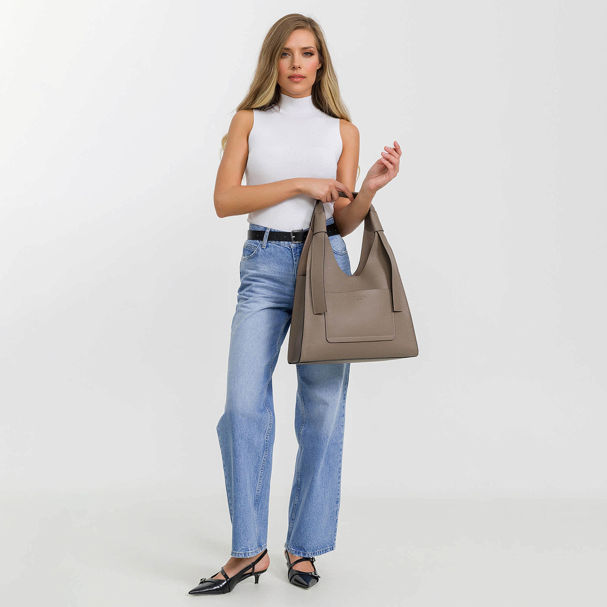 Женская сумка Dr. Koffer из натуральной кожи бежевая