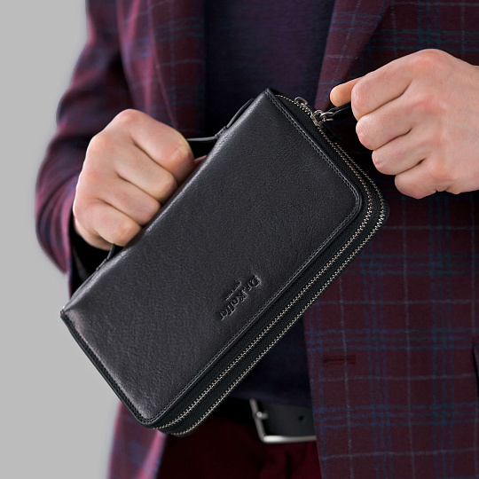 Портмоне Dr.Koffer из натуральной кожи черное