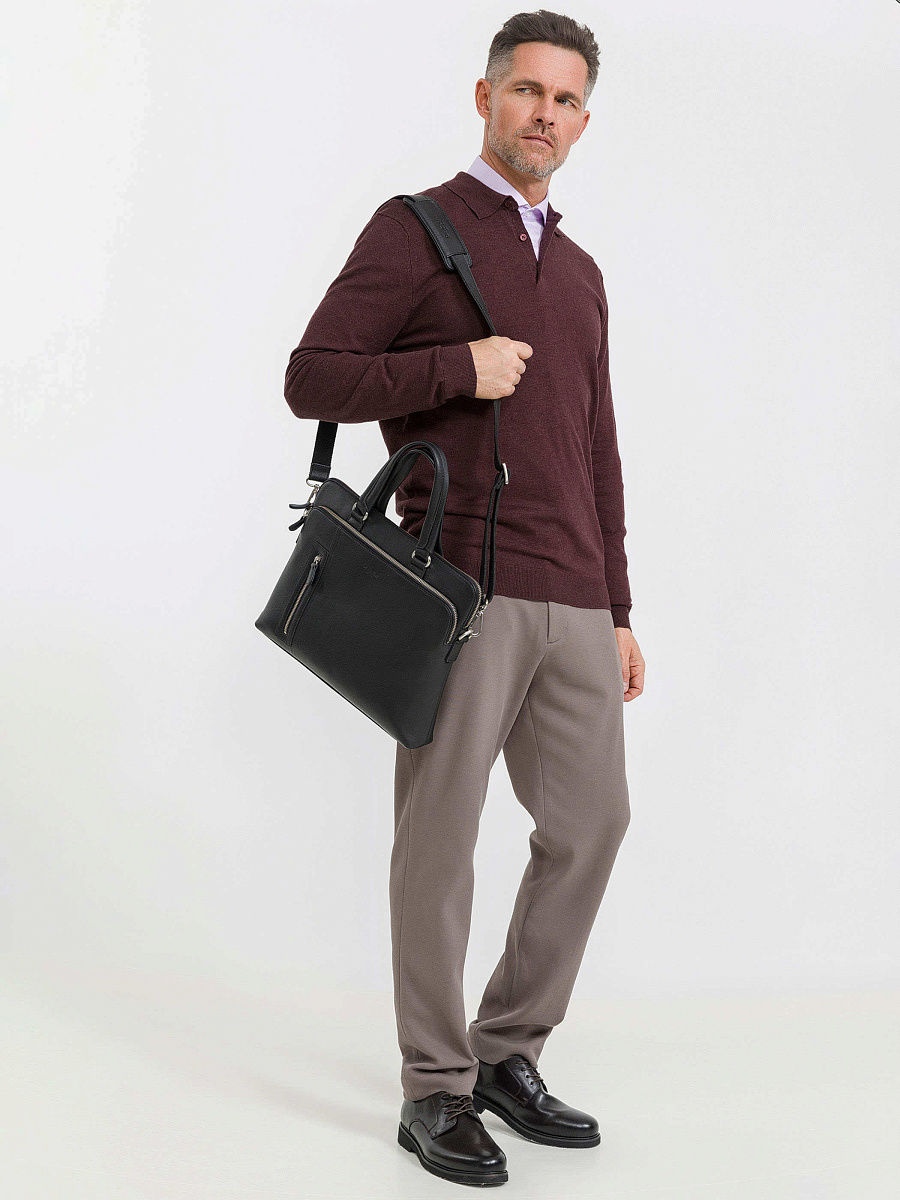 Деловая сумка Dr.Koffer из натуральной кожи черная