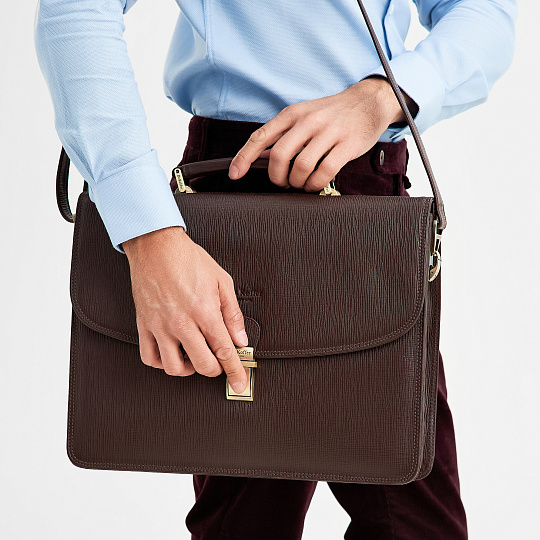 Портфель Dr.Koffer из натуральной кожи темно-коричневый