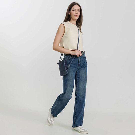 Сумка через плечо Dr.Koffer из натуральной кожи синяя