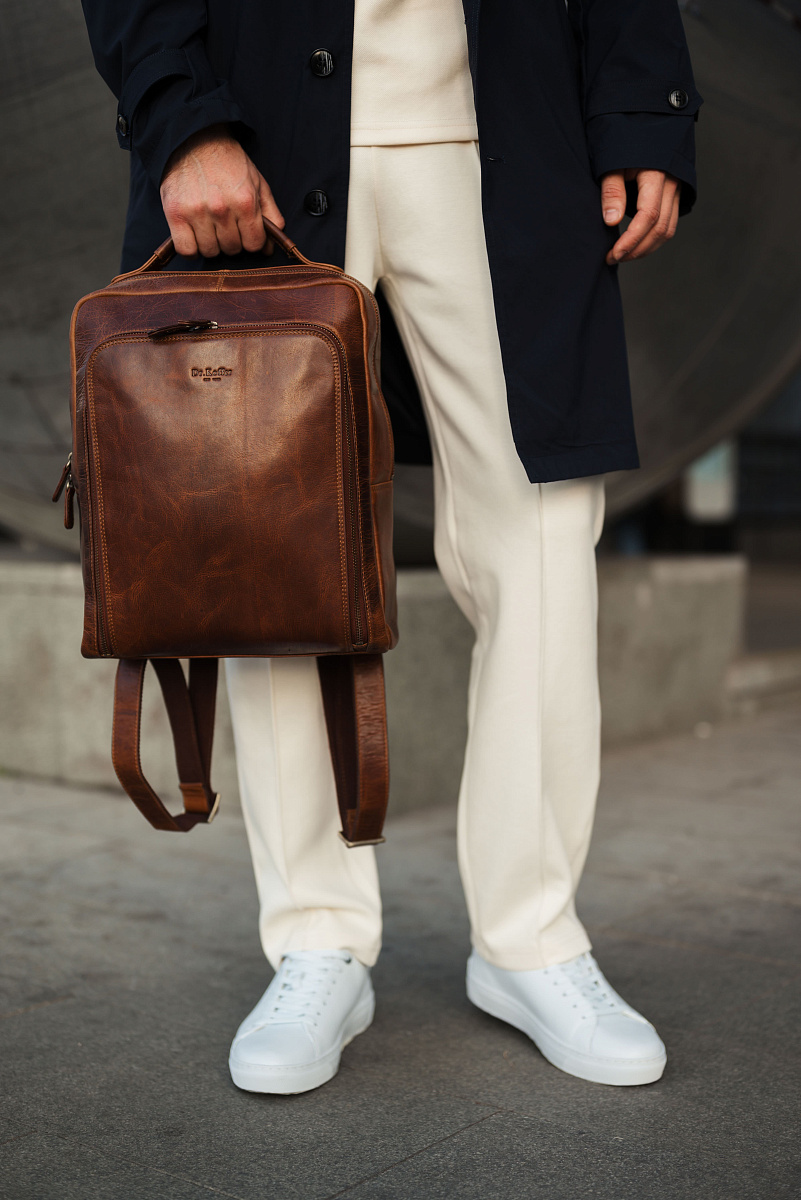 Рюкзак Dr.Koffer из натуральной кожи светло-коричневый