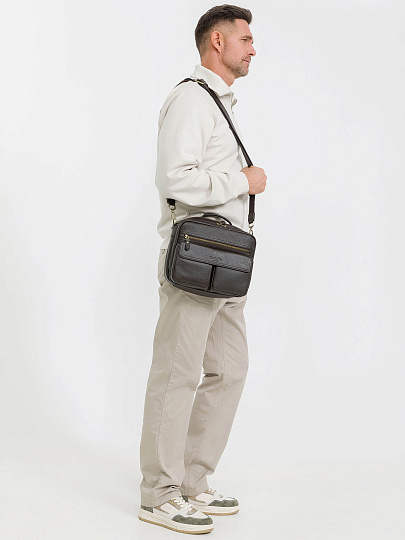 Деловая сумка Dr.Koffer из натуральной кожи темно-коричневая