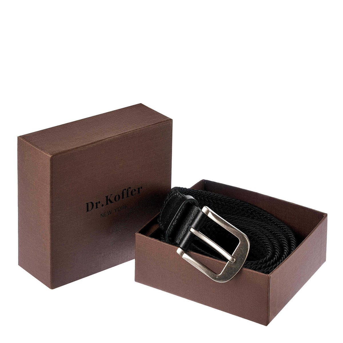 Ремень Dr.Koffer из натуральной кожи и текстиля черный