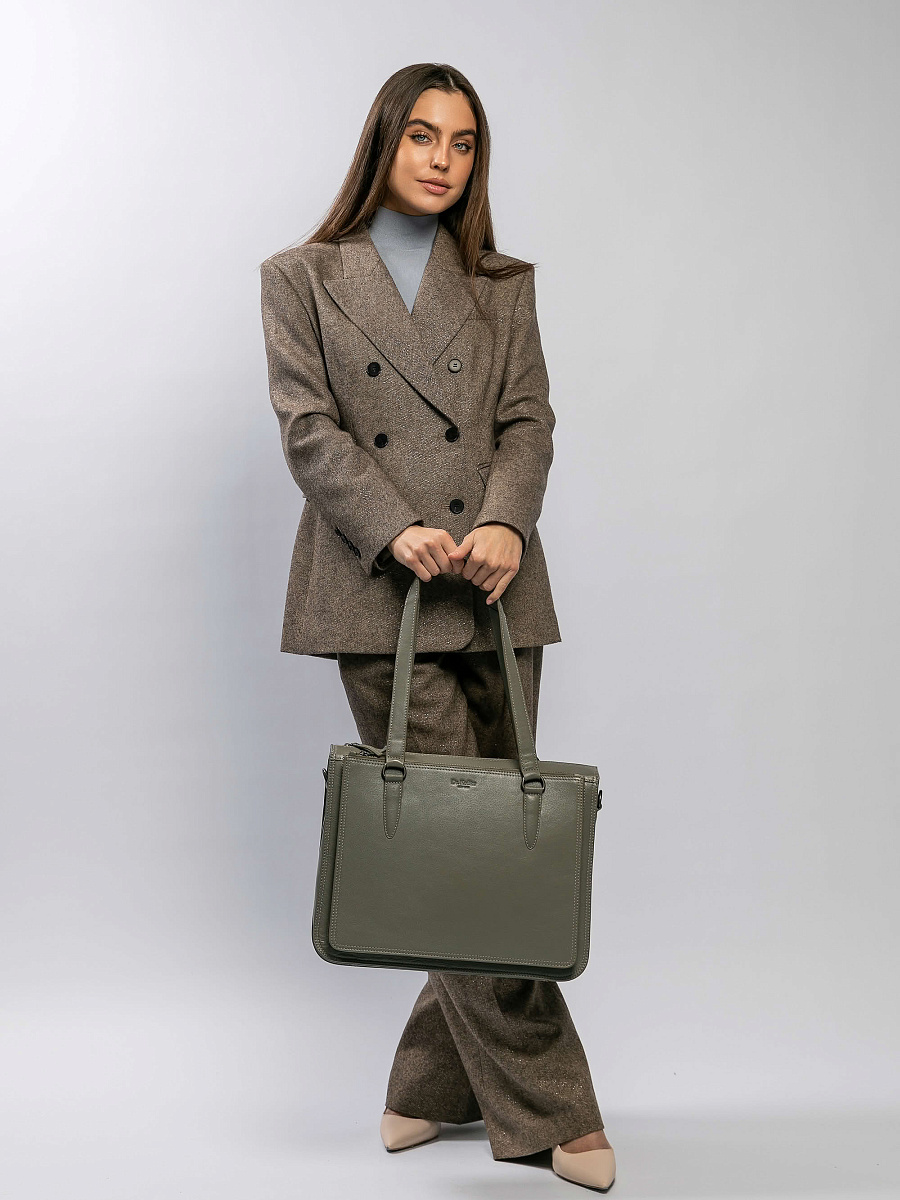 Женская сумка Dr.Koffer из натуральной кожи серая