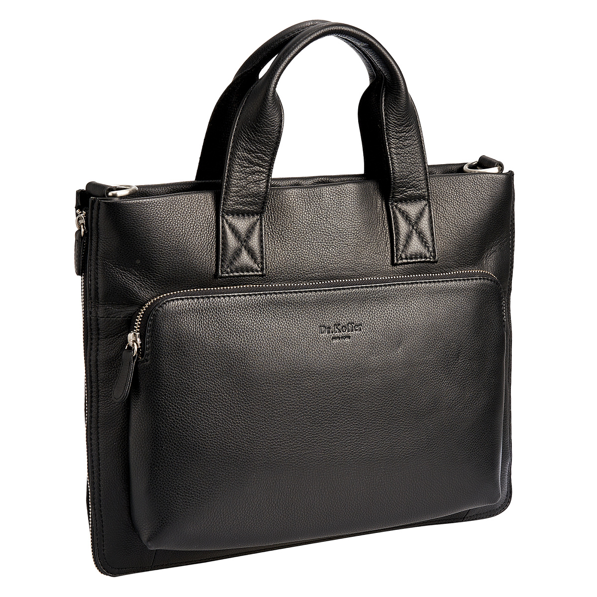 Деловая сумка Dr.Koffer из натуральной кожи черная